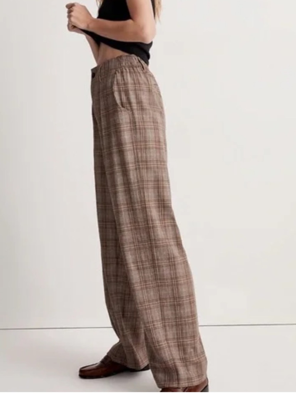 Madewell Neale Straight Leg Trousers Plaid Brown - Size 2